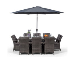That's Furniture Arizona Rectangle 8 Seat Rattan Dining Set With Ice Bucket Drinks Cooler - Grey - thumbnail 7