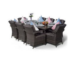That's Furniture Arizona Rectangle 8 Seat Rattan Dining Set With Ice Bucket Drinks Cooler - Grey - thumbnail 4