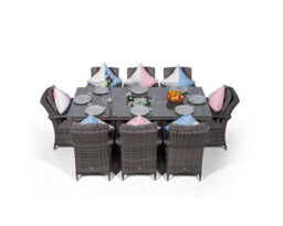 That's Furniture Arizona Rectangle 8 Seat Rattan Dining Set With Ice Bucket Drinks Cooler - Grey - thumbnail 3