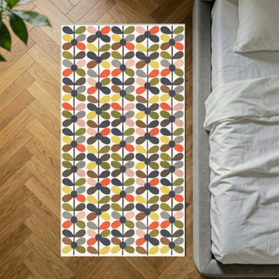 Decoranddecor Rug, Washable Rugs, Bedroom Kitchen Rugs, 80X150Cm, Non-Slip, Pet Friendly, Low Pile, Retro Floral Rug - Zoe - image 1