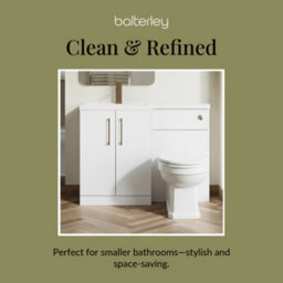 Balterley Left-Hand Bathroom Vanity And Wc Unit Combination With Basin - 1100mm - Gloss White With Brushed Bronze Handles - thumbnail 7