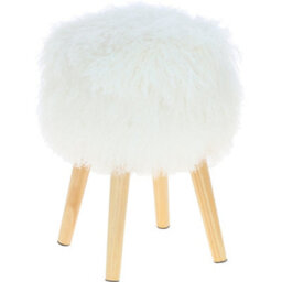 Fenland Sheepskin Fenland's Real Sheepskin Handmade Stool Tibetan Ivory With Wooden Legs - (H) 50Cm (Diameter) 39Cm - thumbnail 2