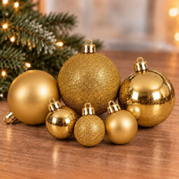 Decoris 30 Gold Baubles Shatterproof Christmas Tree Hanging Decoration - thumbnail 5
