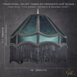 Happy Homewares Traditional Victorian Empire Lampshade In Dark Emerald Velvet With Tassels - thumbnail 7
