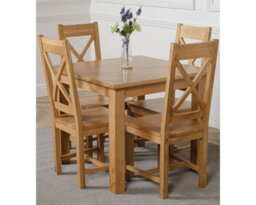 That's Furniture Oslo 90 X 90 Cm Oak Small Dining Table And 4 Chairs Dining Set With Berkeley Oak Chairs - thumbnail 1