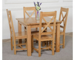 That's Furniture Oslo 90 X 90 Cm Oak Small Dining Table And 4 Chairs Dining Set With Berkeley Oak Chairs - thumbnail 3