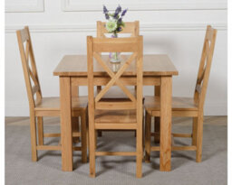 That's Furniture Oslo 90 X 90 Cm Oak Small Dining Table And 4 Chairs Dining Set With Berkeley Oak Chairs - thumbnail 2