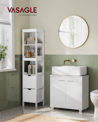 LEDREM Under Sink Bathroom Cabinet, Under Sink Storage Cabinet, 2 Compartments Behind The Door, Fits Various Washbasins, With Feet - image 1