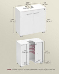 LEDREM Under Sink Bathroom Cabinet, Under Sink Storage Cabinet, 2 Compartments Behind The Door, Fits Various Washbasins, With Feet - thumbnail 6