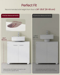 LEDREM Under Sink Bathroom Cabinet, Under Sink Storage Cabinet, 2 Compartments Behind The Door, Fits Various Washbasins, With Feet - thumbnail 7