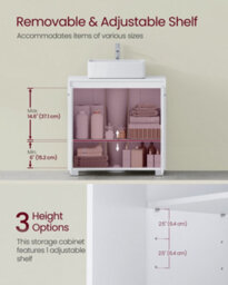 LEDREM Under Sink Bathroom Cabinet, Under Sink Storage Cabinet, 2 Compartments Behind The Door, Fits Various Washbasins, With Feet - thumbnail 3