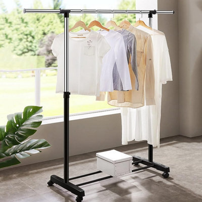 Vivo Adjustable Mobile Tidy Clothes Coat Garment Clothing Hanging Rail Rack