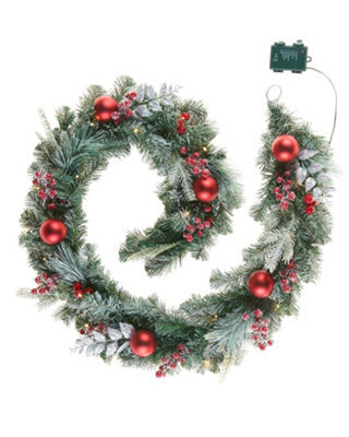 WeRChristmas 6Ft Pre Lit Decorated Cream And Gold Christmas Garland 30 Chasing Leds With Timer - image 1