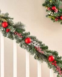 WeRChristmas 6Ft Pre Lit Decorated Cream And Gold Christmas Garland 30 Chasing Leds With Timer - thumbnail 2