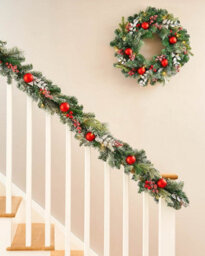 WeRChristmas 6Ft Pre Lit Decorated Cream And Gold Christmas Garland 30 Chasing Leds With Timer - thumbnail 3