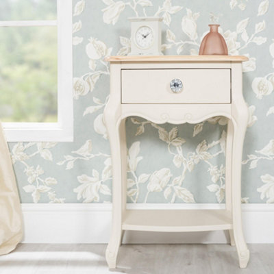 Statement Furniture Juliette Champagne Shabby Chic 1 Drawer Shabby Chic Bedside Table With Crystal Handle - image 1