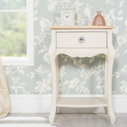 Statement Furniture Juliette Champagne Shabby Chic 1 Drawer Shabby Chic Bedside Table With Crystal Handle - thumbnail 1