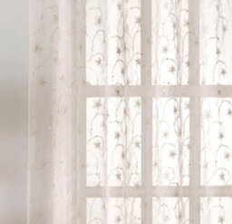 Tyrone Textiles Pair Of Belle Cream Sheer Floral Embroidery Voile Panels With Rod Pocket Header 122 Cms - thumbnail 3