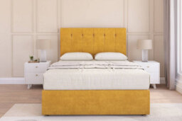 "Sloomy Highbury Mustard Plush Divan Bed With Mattress 2 Drawers Foot-End With 26"" Strutted Headboard 6' Super King" - thumbnail 1