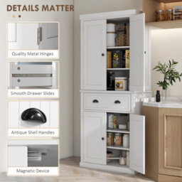 Homcom Freestanding Kitchen Storage Cabinet With Drawers And Shelves White - thumbnail 7