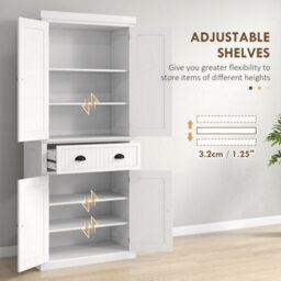 Homcom Freestanding Kitchen Storage Cabinet With Drawers And Shelves White - thumbnail 5