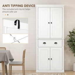 Homcom Freestanding Kitchen Storage Cabinet With Drawers And Shelves White - thumbnail 6