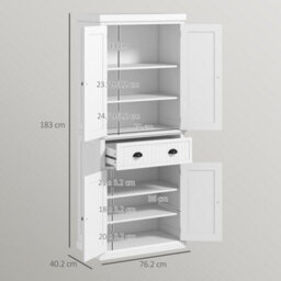 Homcom Freestanding Kitchen Storage Cabinet With Drawers And Shelves White - thumbnail 3