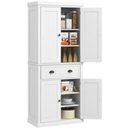 Homcom Freestanding Kitchen Storage Cabinet With Drawers And Shelves White - thumbnail 2