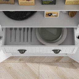Homcom Freestanding Kitchen Storage Cabinet With Drawers And Shelves White - thumbnail 9