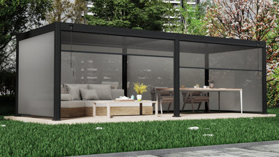 Garden Store Direct Aluminium 6X3 Pergola Grey - Led Lighting, Louvred Roof And Side Walls - image 1