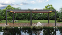 Garden Store Direct Aluminium 6X3 Pergola Grey - Led Lighting, Louvred Roof And Side Walls - thumbnail 3