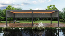 Garden Store Direct Aluminium 6X3 Pergola Grey - Led Lighting, Louvred Roof And Side Walls - thumbnail 4
