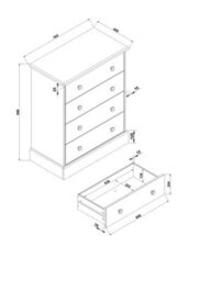 Core Products 4 Drawer Chest Of Drawers, Antique Waxed, Cotswold Collection - thumbnail 8