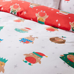 Catherine Lansfield Christmas Party Robins White Duvet Cover Set King Bedding Set - thumbnail 4