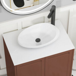 Royal Bathrooms Royal Bathroom Elmore 800mm Terracotta Clay Freestanding Bathroom Vanity Unit 2 Drawer Plain White Worktop With Nova Basin - thumbnail 4