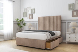 "Sloomy Manhattan Mink Naples Divan Bed Base 2 Drawers Same Side With 26"" Strutted Headboard 6' Super King" - thumbnail 4