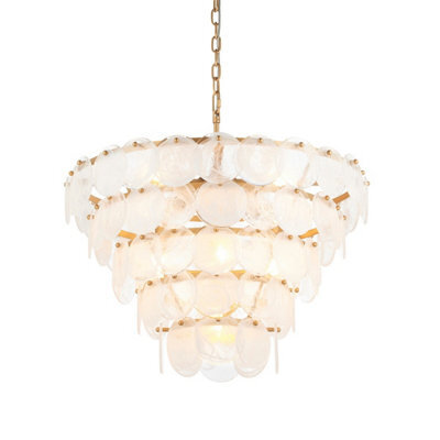 Luminosa Lighting Luminosa Trapani Pendant Ceiling Light Antique Gold Paint, White, Clear Glass - image 1
