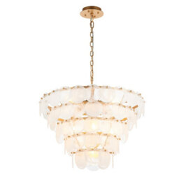 Luminosa Lighting Luminosa Trapani Pendant Ceiling Light Antique Gold Paint, White, Clear Glass - thumbnail 6