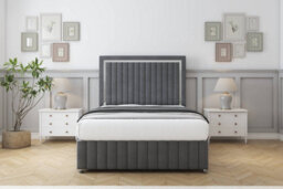 "Sloomy Boston Chrome Armour Coniston Divan Bed 2 Drawers Right Side-26"" Strutted Headboard 12"" Footboard 4'6 Double" - thumbnail 2