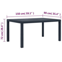 Berkfield Garden Table Anthracite 150X90X72 Cm Plastic Rattan Look - thumbnail 5