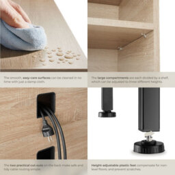 Tectake Tv Stand Navan - 4 Open Compartments, 2 Adjustable Shelves, 4 Cable Cutouts 147 Cm - Industrial Wood Light, Oak Sonoma - thumbnail 5
