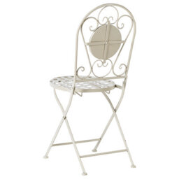 Wyld And Coco White Metal Folding Garden Chairs With Mosaic Backrest - Set Of 2 - thumbnail 7