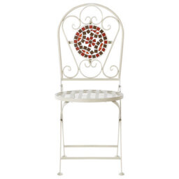 Wyld And Coco White Metal Folding Garden Chairs With Mosaic Backrest - Set Of 2 - thumbnail 1