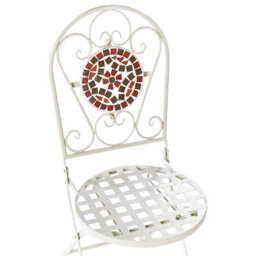 Wyld And Coco White Metal Folding Garden Chairs With Mosaic Backrest - Set Of 2 - thumbnail 9