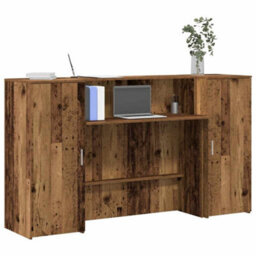 Berkfield Reception Desk Old Wood 180X50X103.5 Cm Engineered Wood - thumbnail 1