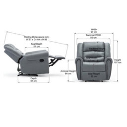 More4Homes Denver Bonded Leather Recliner Armchair W Stud Sofa Home Lounge Chair Reclining (Grey) - thumbnail 9