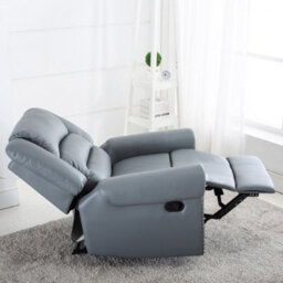 More4Homes Denver Bonded Leather Recliner Armchair W Stud Sofa Home Lounge Chair Reclining (Grey) - thumbnail 8