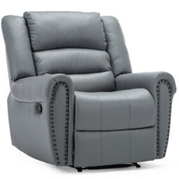 More4Homes Denver Bonded Leather Recliner Armchair W Stud Sofa Home Lounge Chair Reclining (Grey) - thumbnail 2