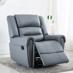 More4Homes Denver Bonded Leather Recliner Armchair W Stud Sofa Home Lounge Chair Reclining (Grey) - thumbnail 1