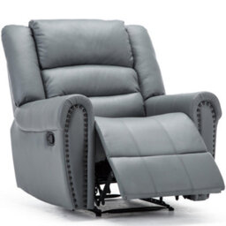 More4Homes Denver Bonded Leather Recliner Armchair W Stud Sofa Home Lounge Chair Reclining (Grey) - thumbnail 3
